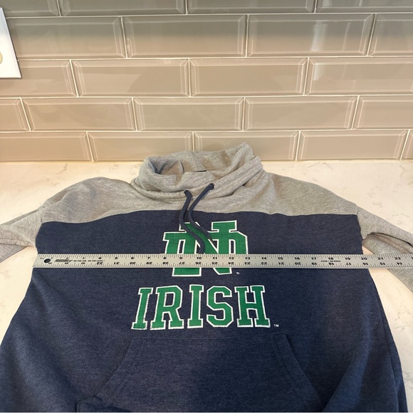 Colosseum Notre Dame Sweatshirt Women’s Size Small Gray Blue Cowl Neck Hoodie - Picture 8 of 10